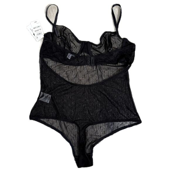 INC Concepts Logo Bodysuit Sheer Lace Cup Lingerie Teddy - Black Size XL - $50 - Picture 3 of 11